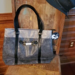 Elegant Black and Gray Women's Laptop Bag